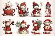Whimsical Christmas Snowman Clipart, an Illustration by Dream Creation (Thumbnail 5 of 9)