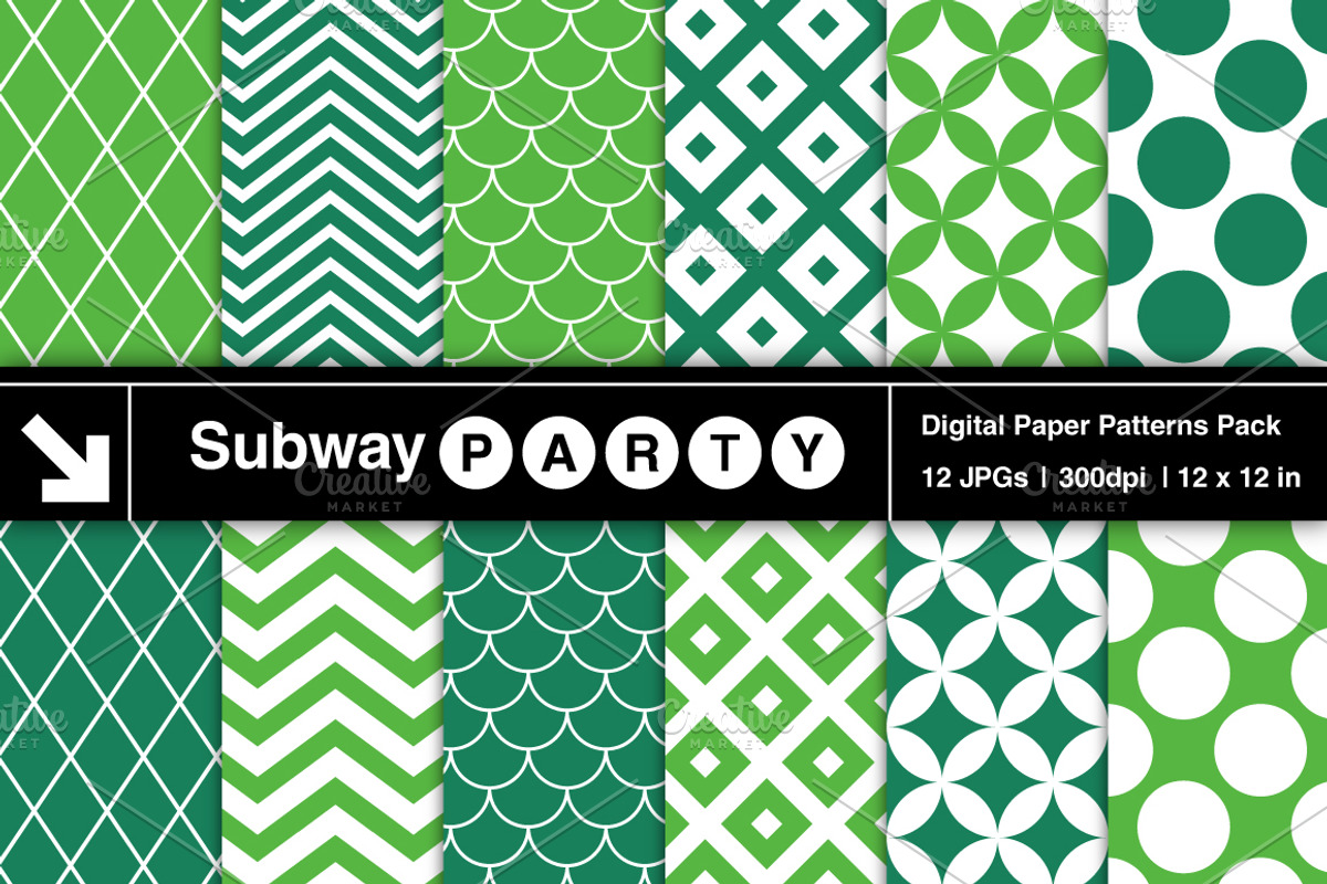 Emerald Retro Geometric Papers