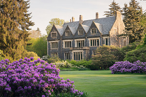 Mansion amid blooming flowers, a Photo by Beautiful things