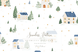 Christmas Winter Village Pattern, a Pattern Graphic by Pati Charm Studio