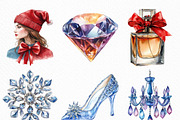 Watercolor Luxury Christmas Clipart, an Illustration by Craft Nest (Thumbnail 5 of 6)