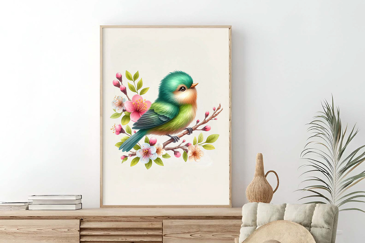 Watercolor Spring Floral Bird PNG, an Illustration by SinaCreation (Photo 6 of 7)