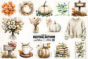 Watercolor Neutral Autumn Clipart, an Illustration by Pixels.Craft (Thumbnail 1 of 6)