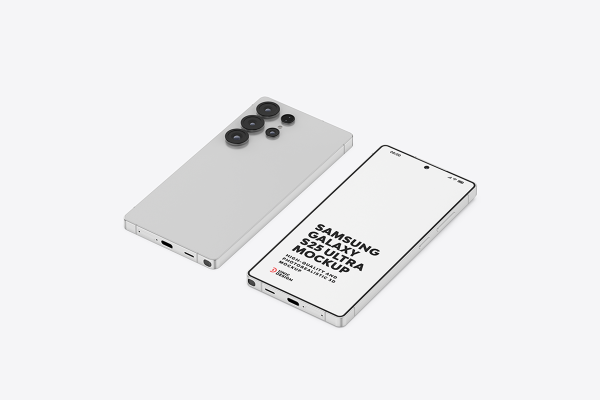Samsung Galaxy S25 Ultra Mockup, an Android Mockup by UnicDesign (Photo 21 of 35)