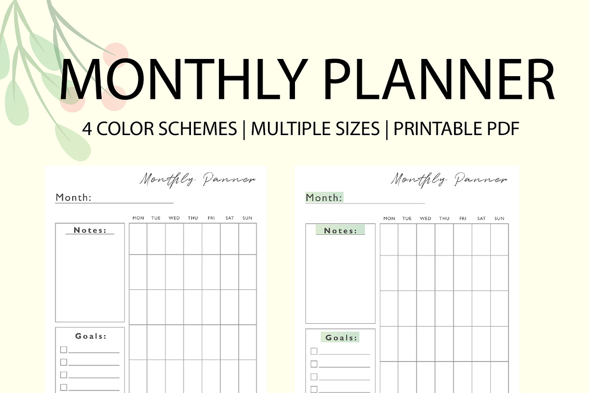 MONTHLY Planner PDF, a Stationery Template by J&T photo and design (Photo 4 of 5)