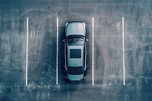 Aerial view of car parked in the parking lot, a Transportation Photo by AlyaAnd