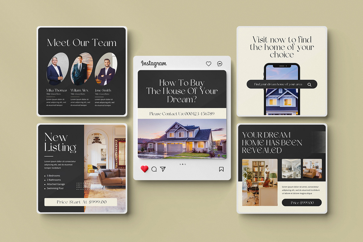 Real Estate Instagram Canva Template, a Social Media Template by Pixelpick (Photo 3 of 5)