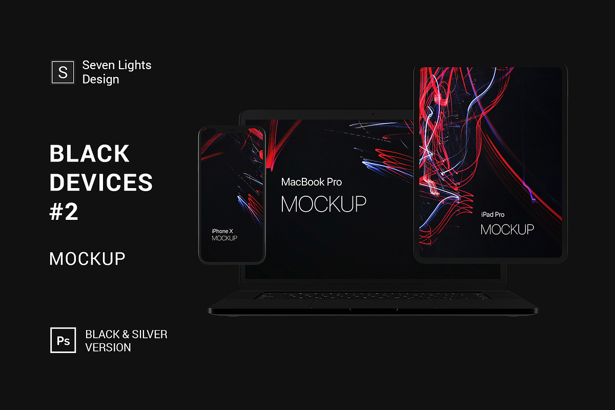 Black Devices Mockup #2, an iPhone Mockup by Seven Lights (Photo 1 of 4)