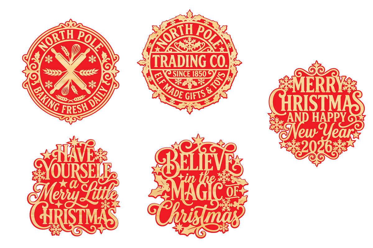 Christmas Vintage Signs Laser Cut, an Object Graphic by DreamCafeArt (Photo 7 of 8)
