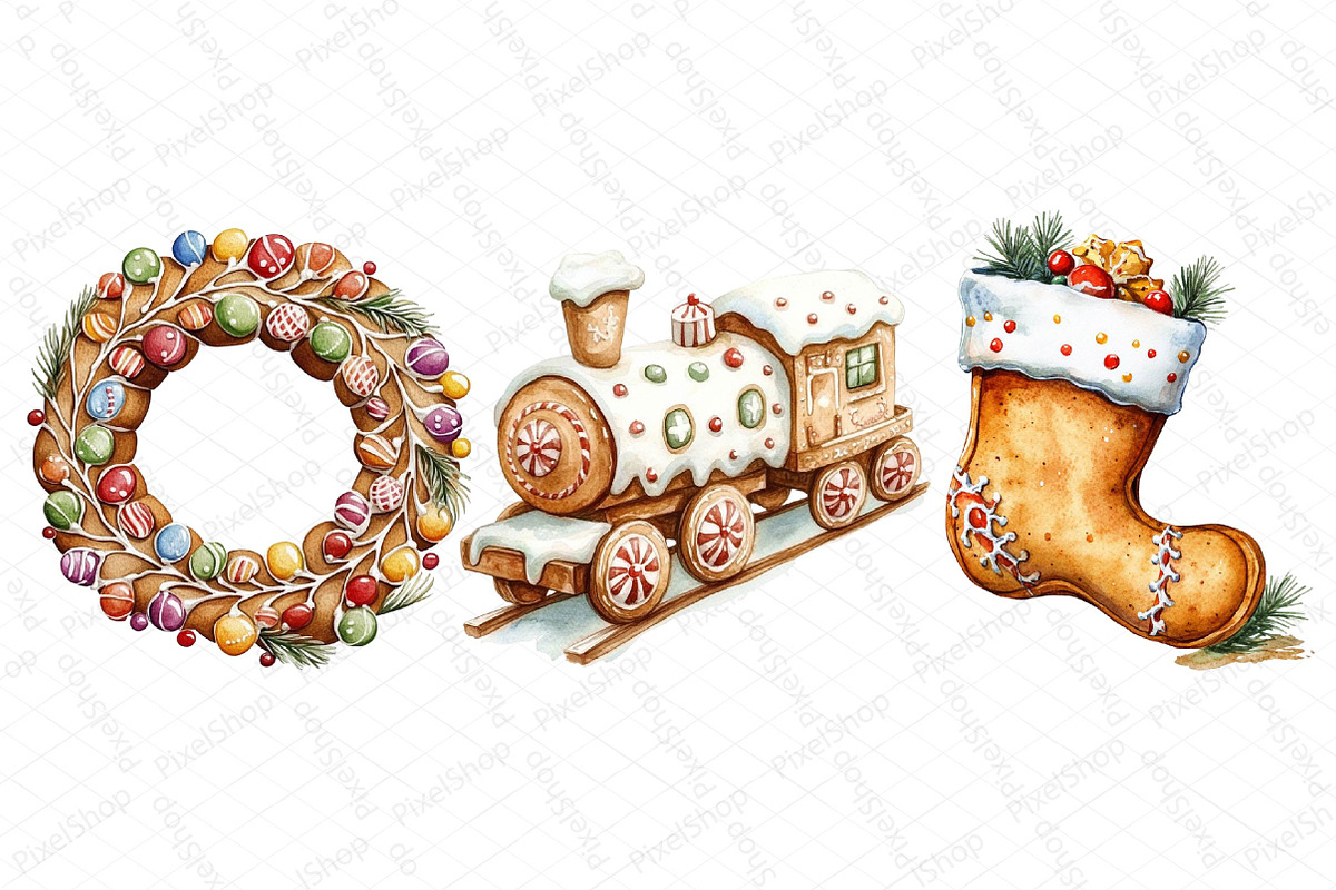 Christmas Gingerbread Clipart Bundle, an Illustration by DreamPrint404 (Photo 6 of 6)