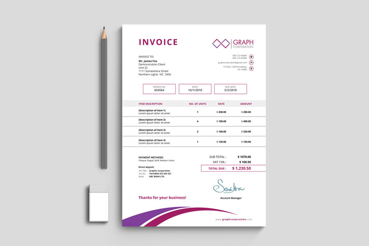 Invoice, a Stationery Template by asimalikhan555 (Photo 3 of 10)