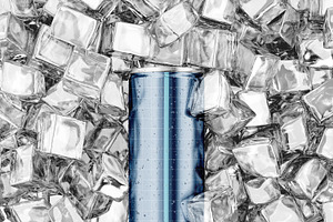 Can With Ice Cubes Mockup