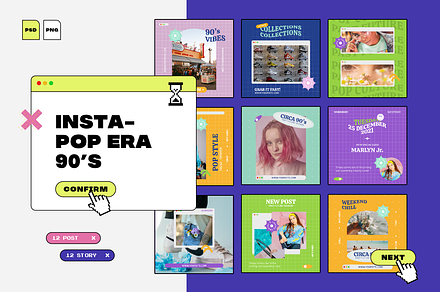 Pop Era 90s - Instagram Retro, a Social Media Template by Sixtysix Labs