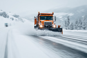 Snowplow truck clears snow, a Transportation Photo by MistyDay