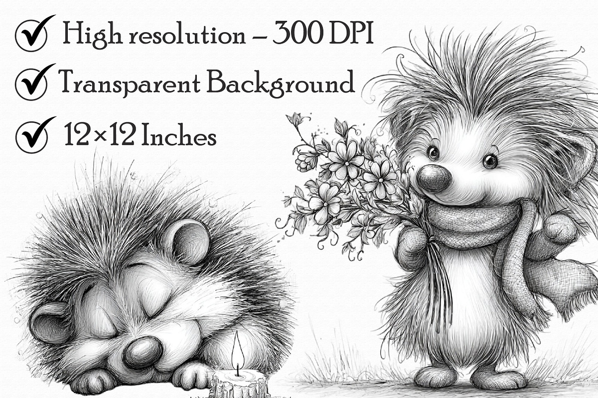 Funny Christmas Hedgehog Sketch Art, an Illustration by Libby Wishes (Photo 6 of 9)