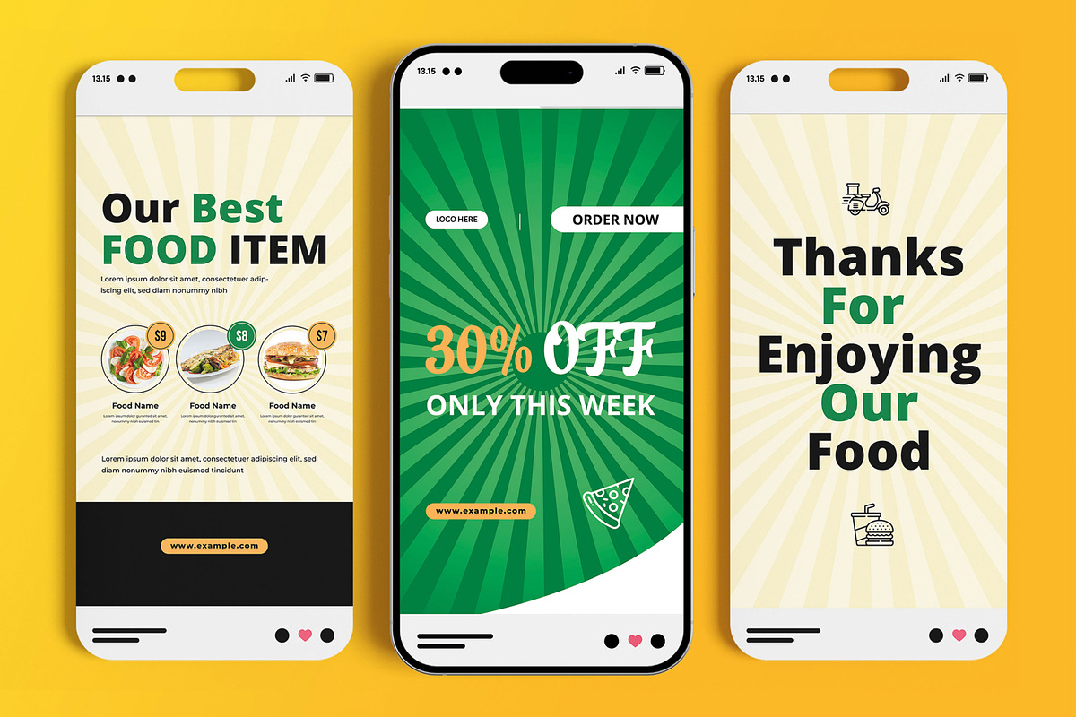 Food Social Media Story Post Set, a Social Media Template by MightyDesign (Photo 3 of 6)