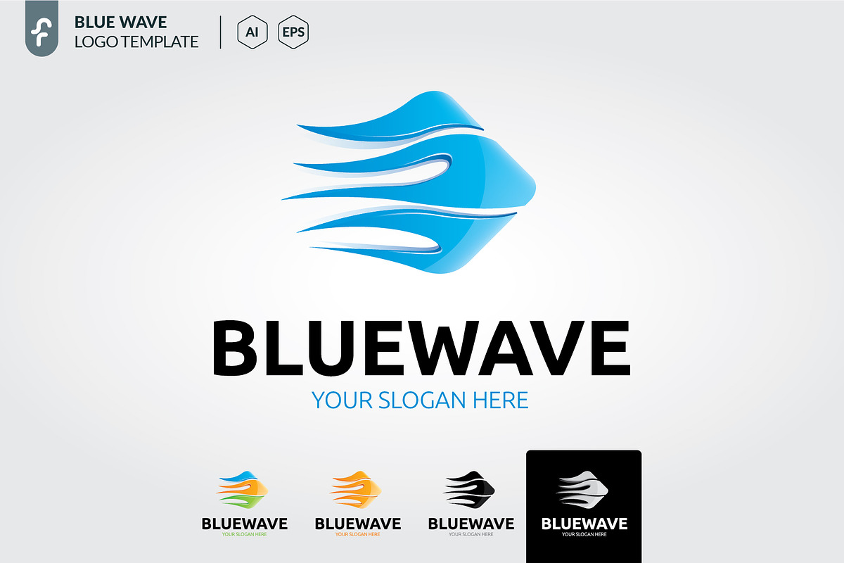 Blue wave logo template, a Branding & Logo Template by ft.studio