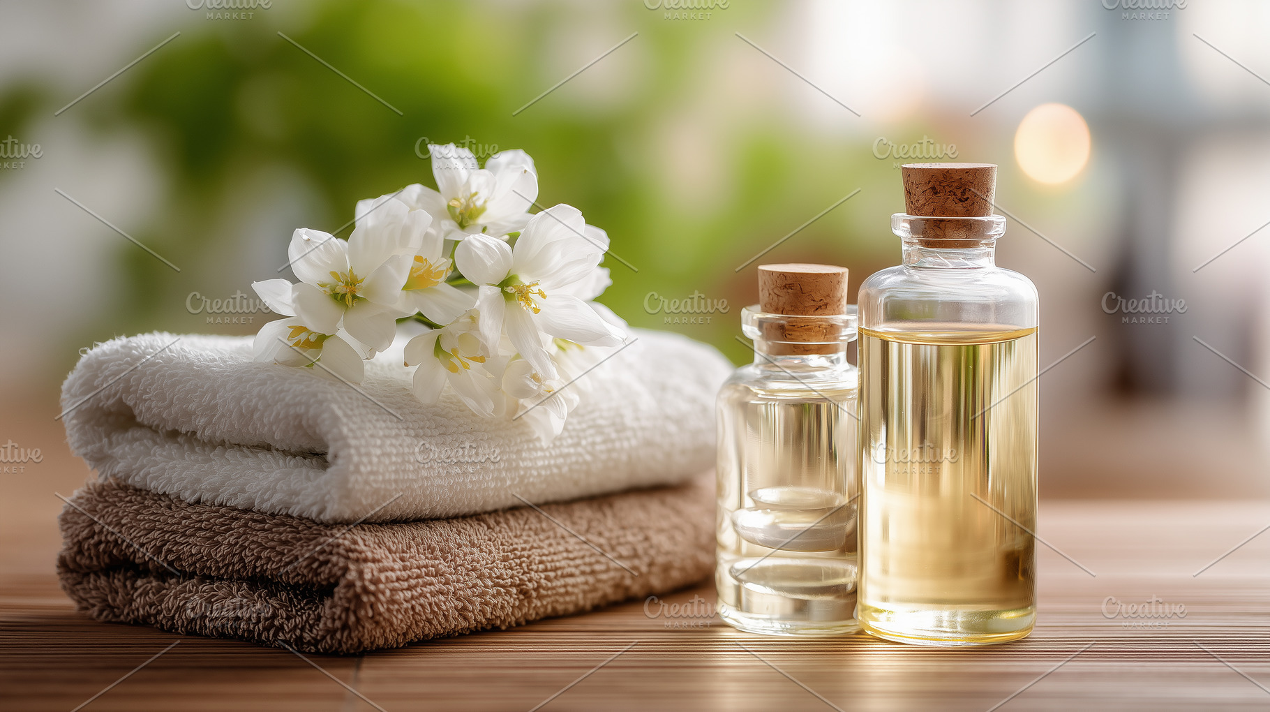 Serene spa setting with folded towel, a Beauty & Fashion Photo by MistyDay