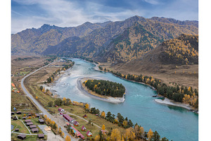 Panorama of Autumn Katun River and, an Animal Photo by Fascinadora