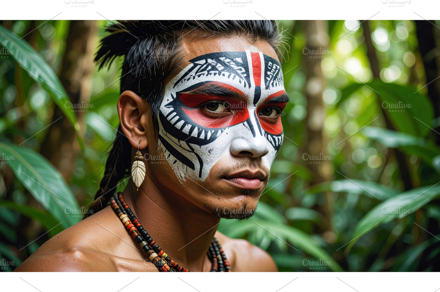 Portrait of an indigenous man with, an Arts & Entertainment Photo by Igor Tichonow