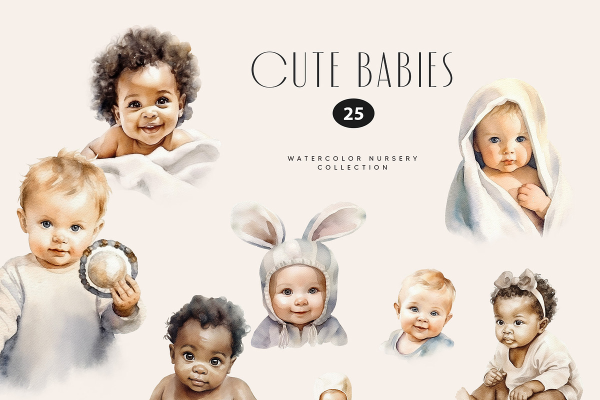 Baby Shower Watercolor Clipart, a Decorative Illustration by Sunshine Art (Photo 3 of 15)