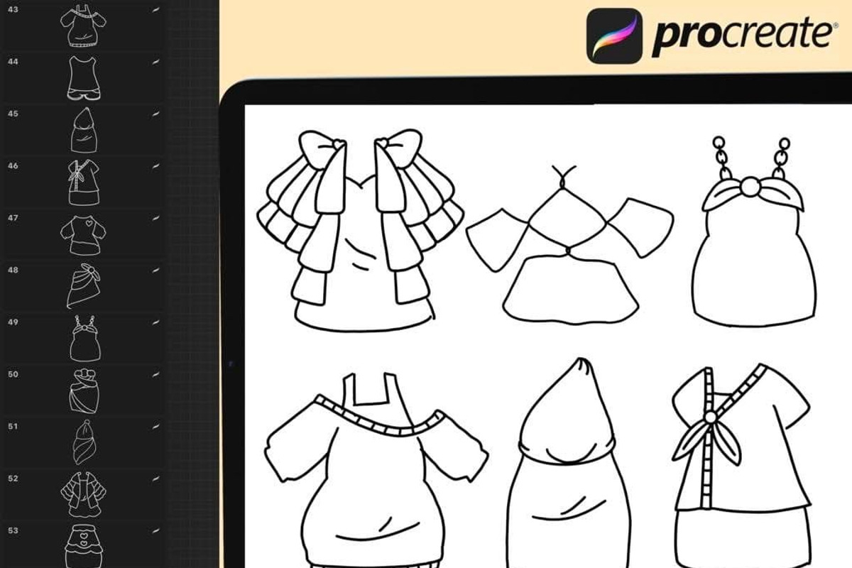 60 Procreate Chibi Clothes Stamp, a Brush Add-On by DrawingStoryShop (Photo 5 of 6)