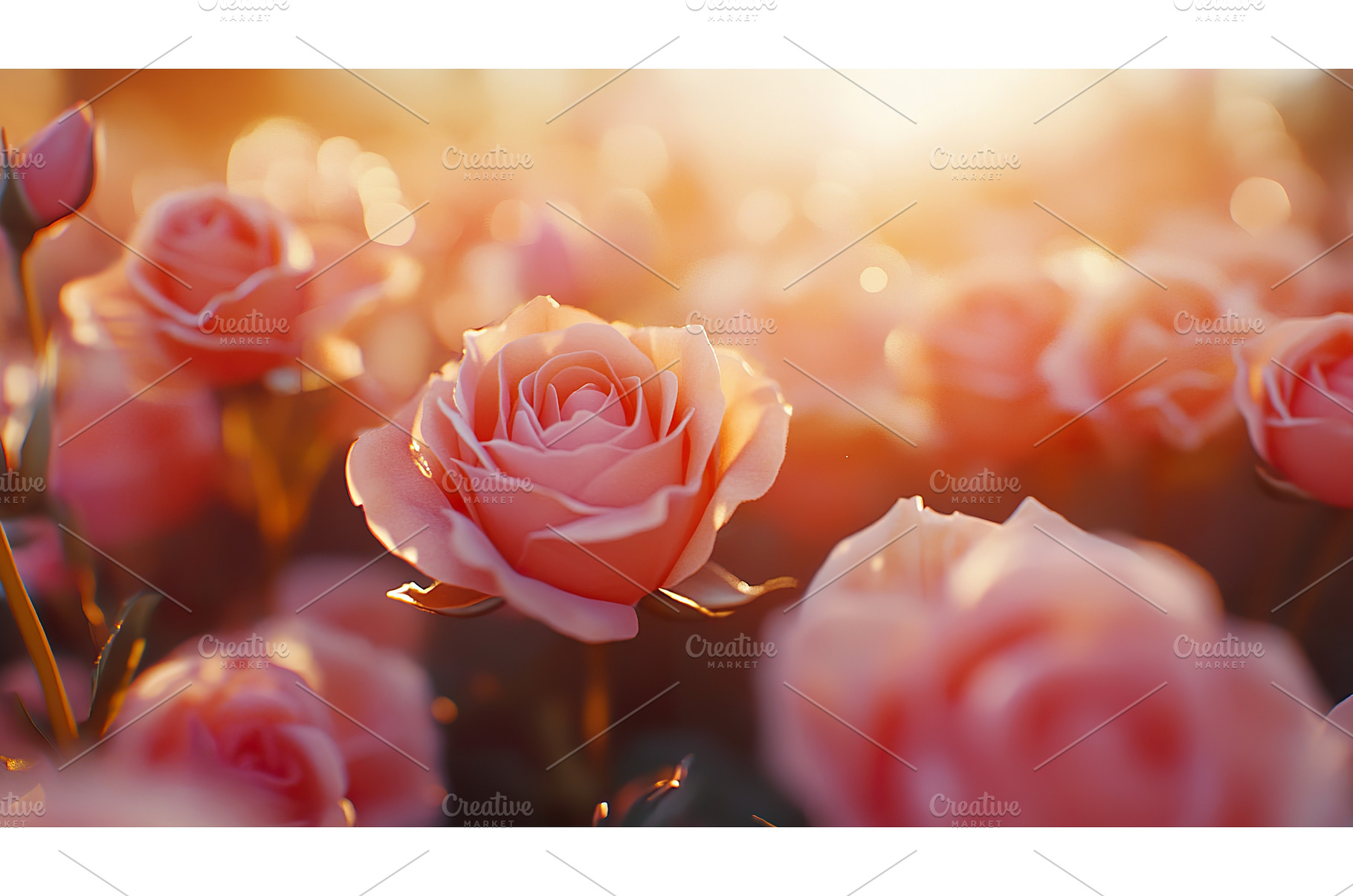 Sunlit pink roses in bloom during, a Beauty & Fashion Photo by Lermont51