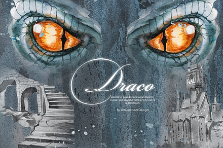 Watercolor Draco Clipart Set