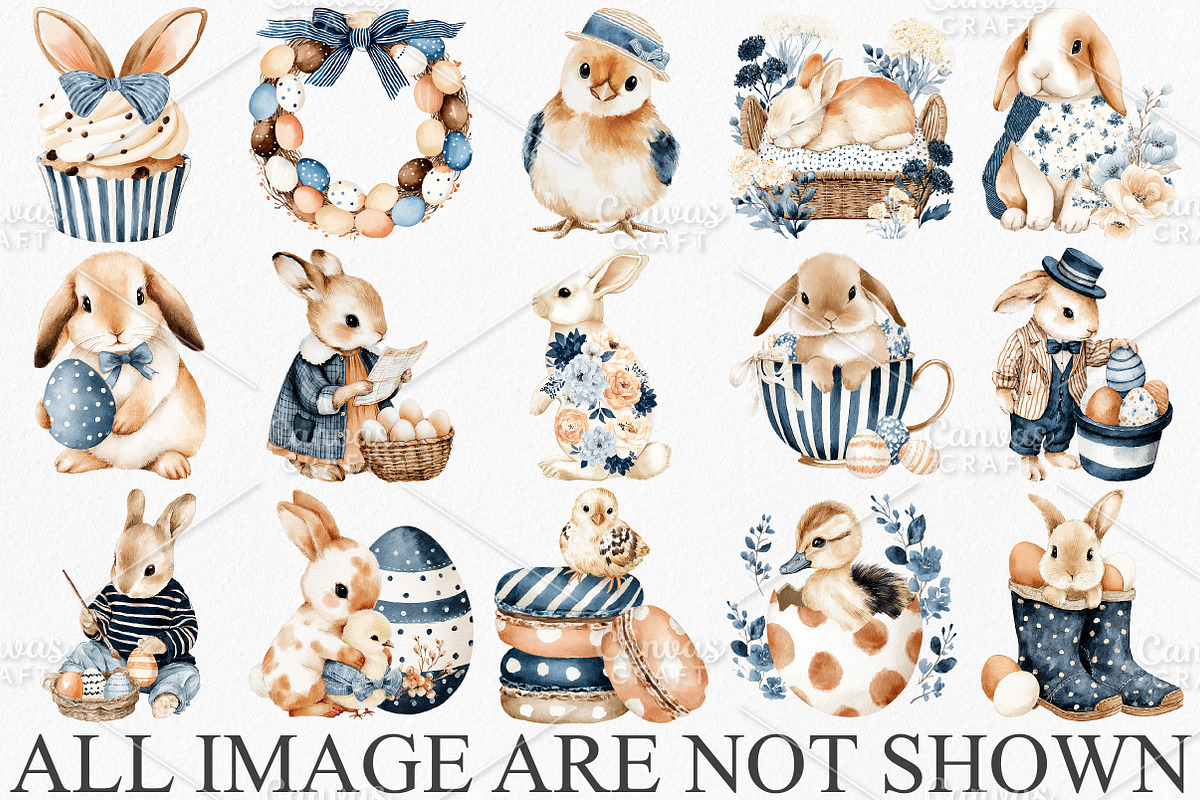 Whimsical Easter Clipart Bundle, an Illustration by Canvas Craft (Photo 3 of 7)