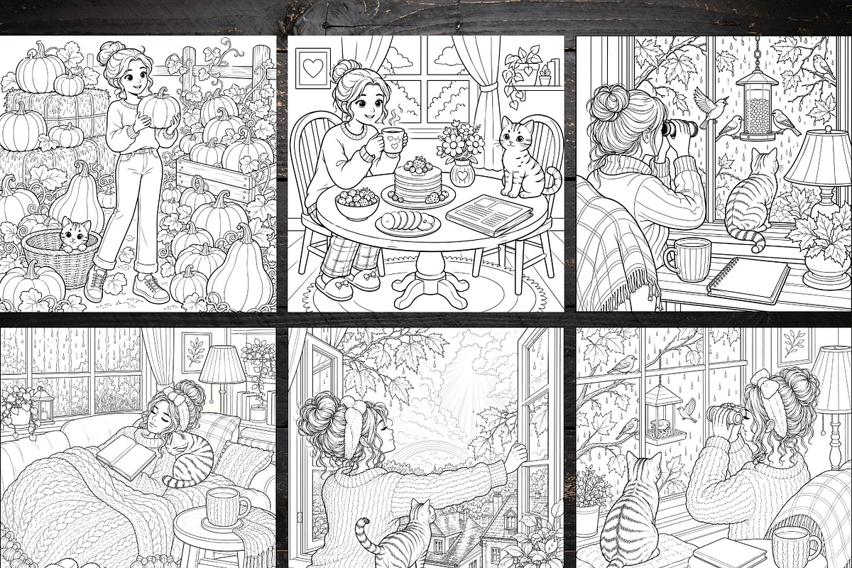 Cozy Fall Coloring Pages Bundle, a Brochure Template by LA Design (Photo 4 of 10)