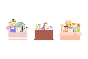 Charity boxes. Donation box with, a Food Illustration by LadadikArt