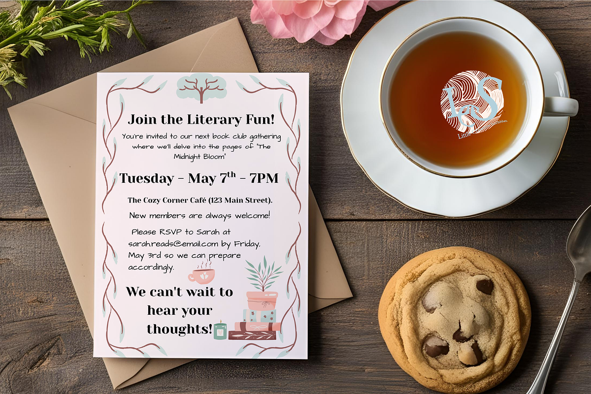 Cozy Book Club Invitation Template, an Invitation Template by Little Creative Scribbles (Photo 4 of 7)