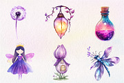 Watercolor Magical Garden Purple Fai, an Illustration by CreationArt (Thumbnail 2 of 9)
