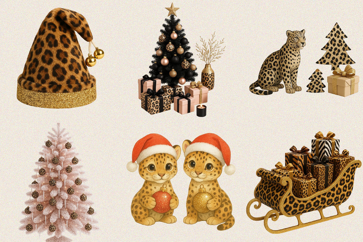 Glitter Leopard Christmas Clipart Bu, an Illustration by SVGArt (Photo 4 of 8)
