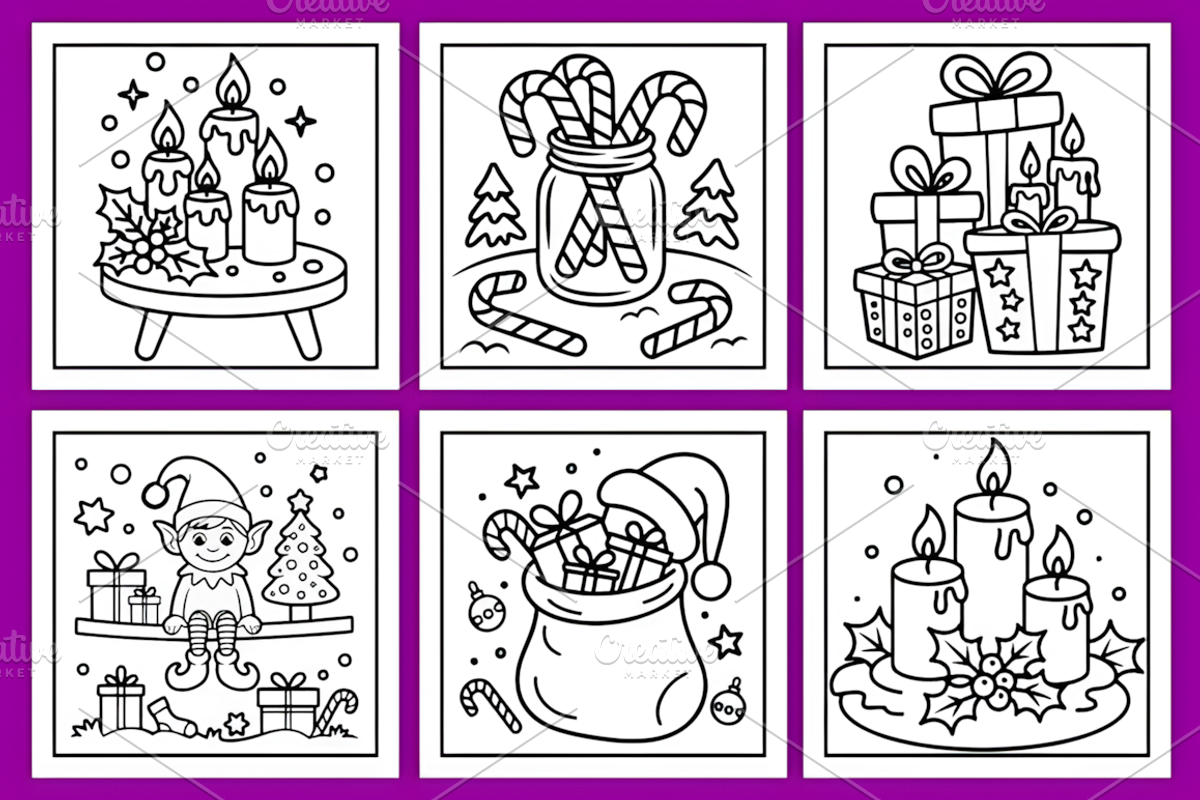 Merry Christmas Coloring Pages, a Seasonal Illustration by Coco Bloom (Photo 2 of 4)