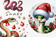 Snake 2025 Watercolor Clipart PNG, a Seasonal Illustration by FITALARTSNEDIGI (Thumbnail 4 of 8)