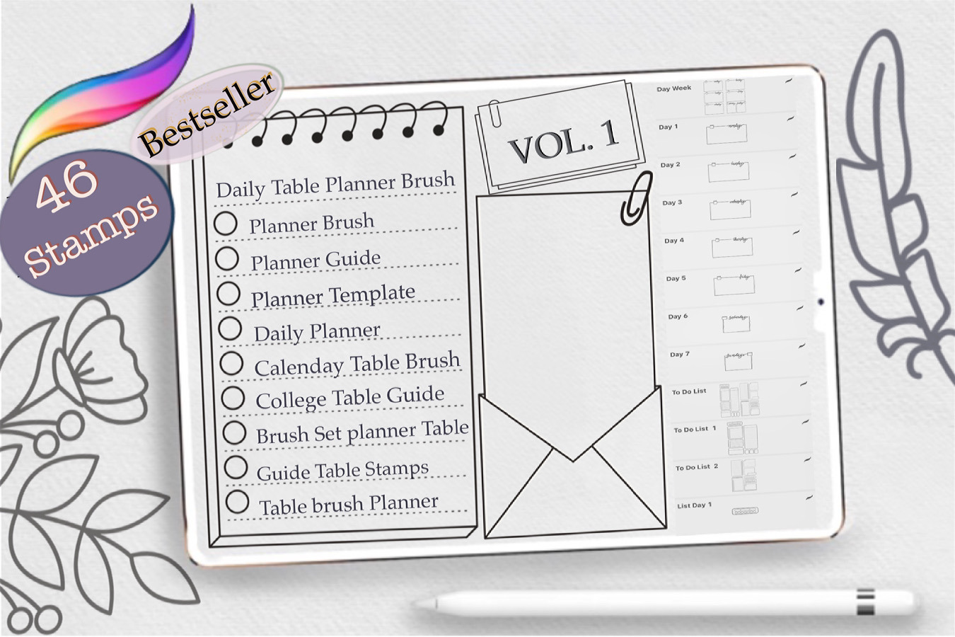 Build Design Digital Planner Template Brush Stamp Procreate