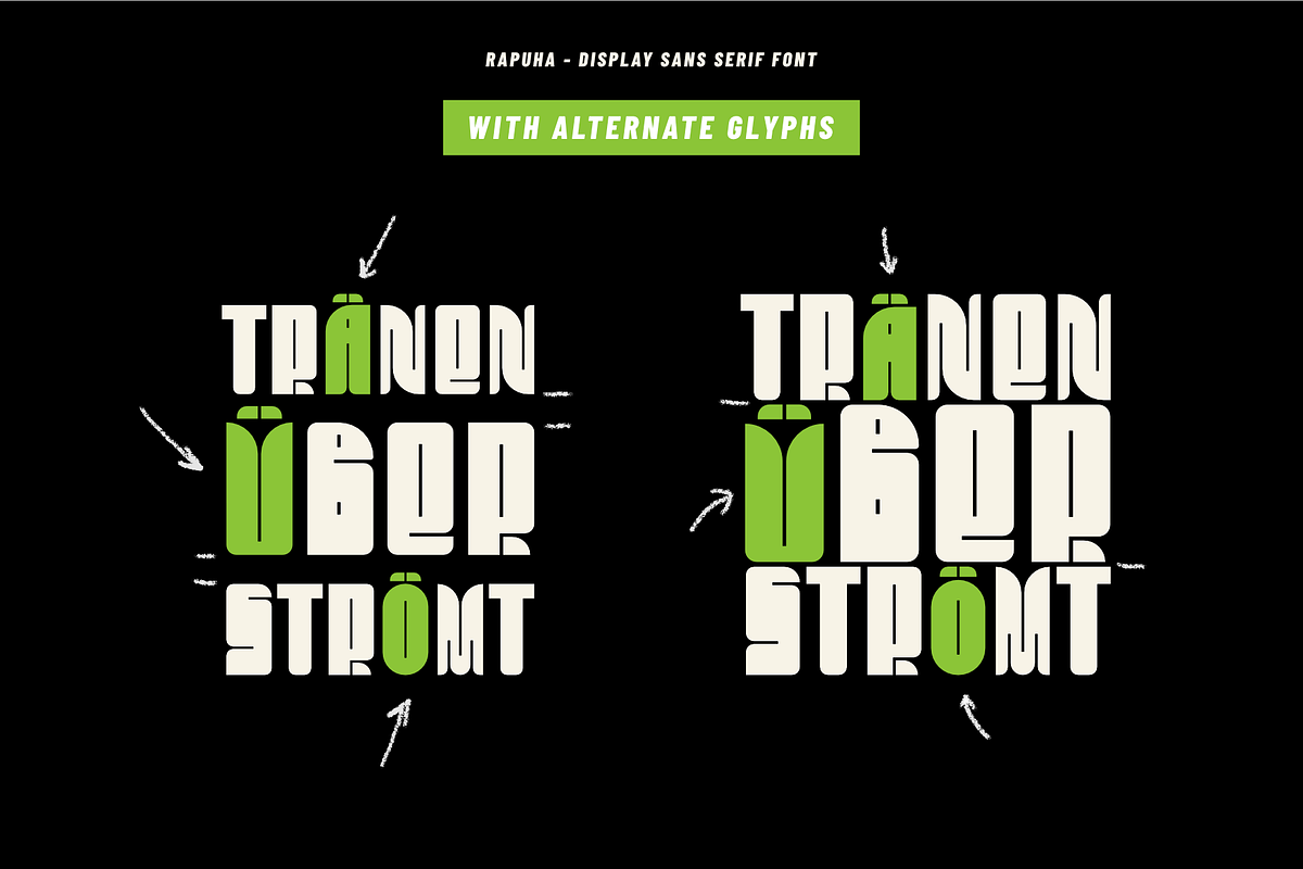 Rapuha - geometric display typeface, a Sans Serif Font by Pásha (Photo 4 of 7)
