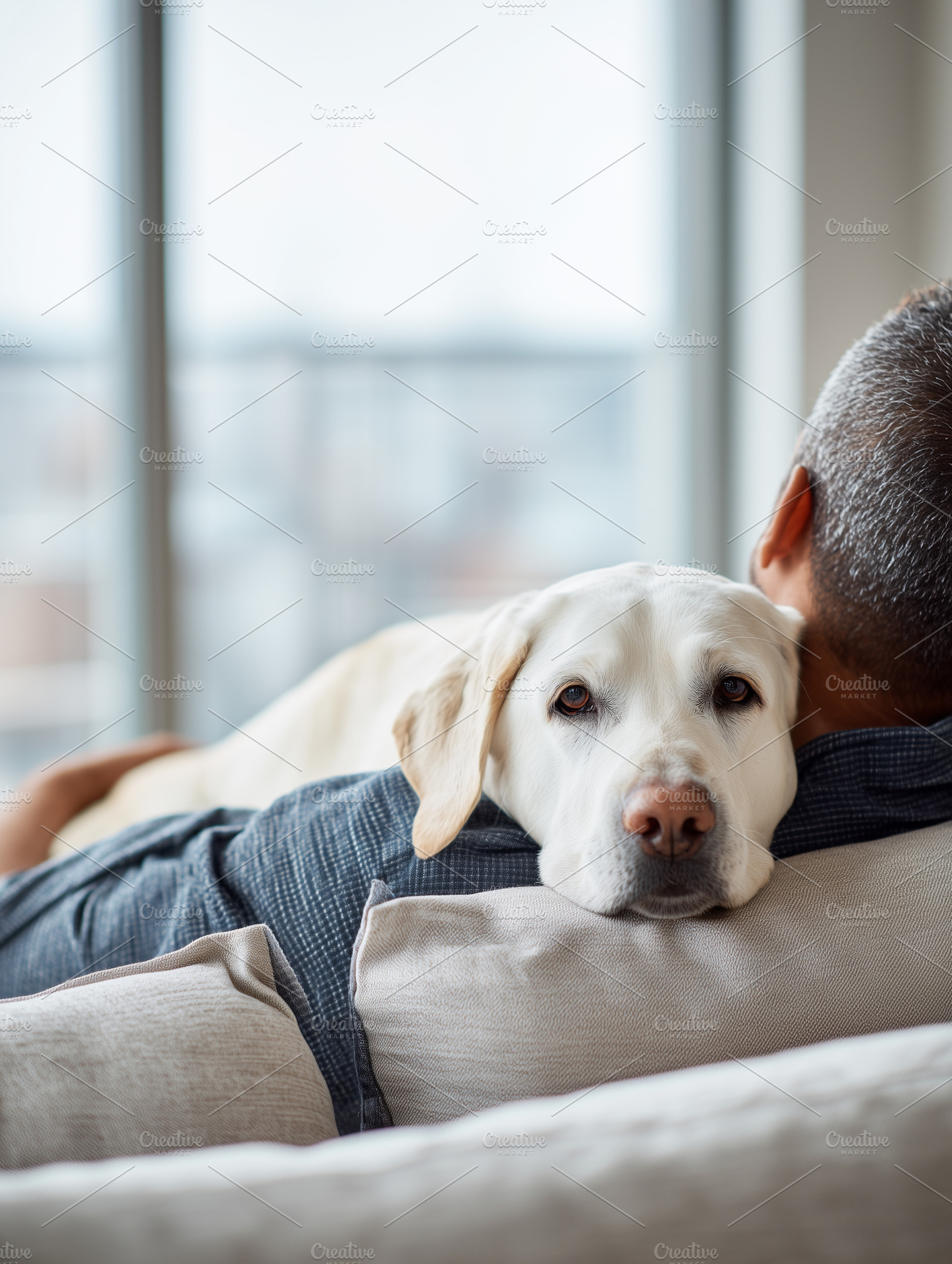 Loyal Labrador retriever resting, an Animal Photo by MistyDay