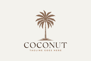 retro coconut palm tree icon logo, a Branding & Logo Template by Blazybone