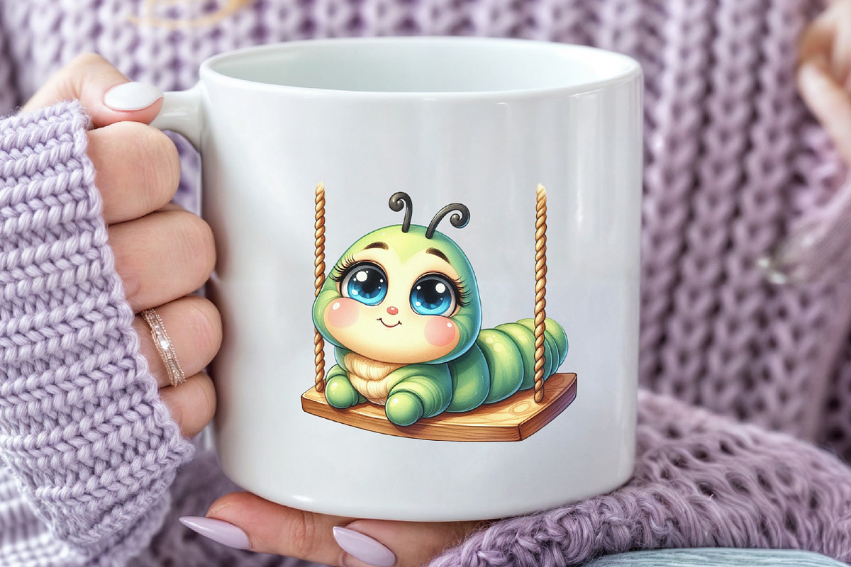 Watercolor Cute Caterpillar Clipart, a Seasonal Illustration by Rose Art (Photo 7 of 7)