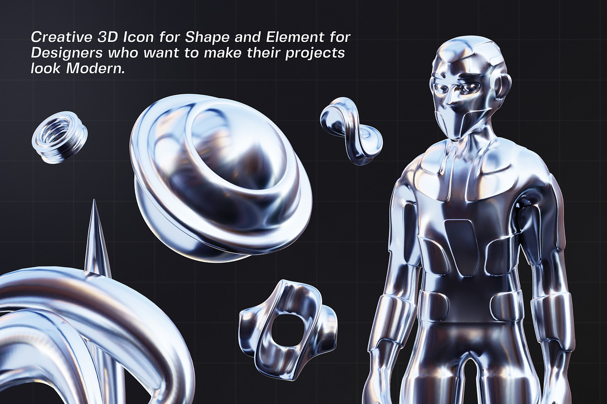 Abstract Silver Icon 3D Illustration, an Object 3D Model by Tempcraft (Photo 2 of 5)