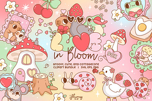 Love in Bloom - Valentine Cliparts, an Animal Illustration by Huxmay