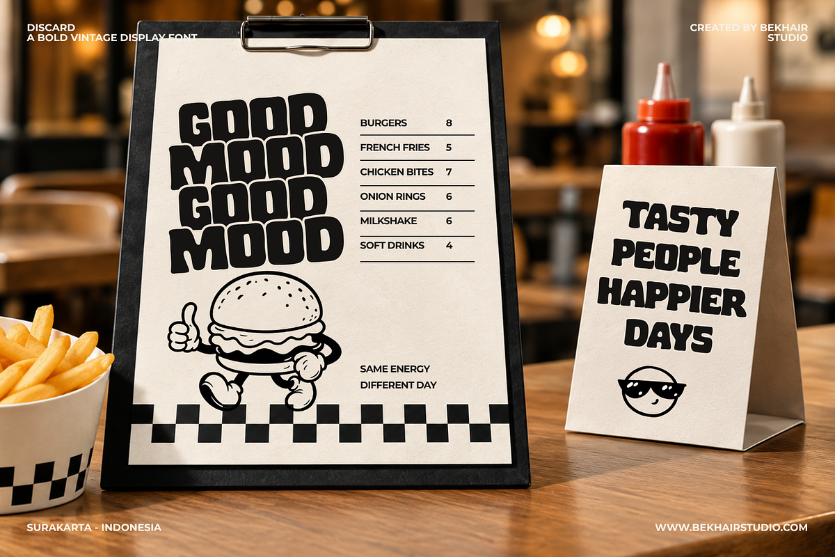 Discard – Bold Retro Display Font, a Serif Font by Bekhair Studio (Photo 7 of 17)