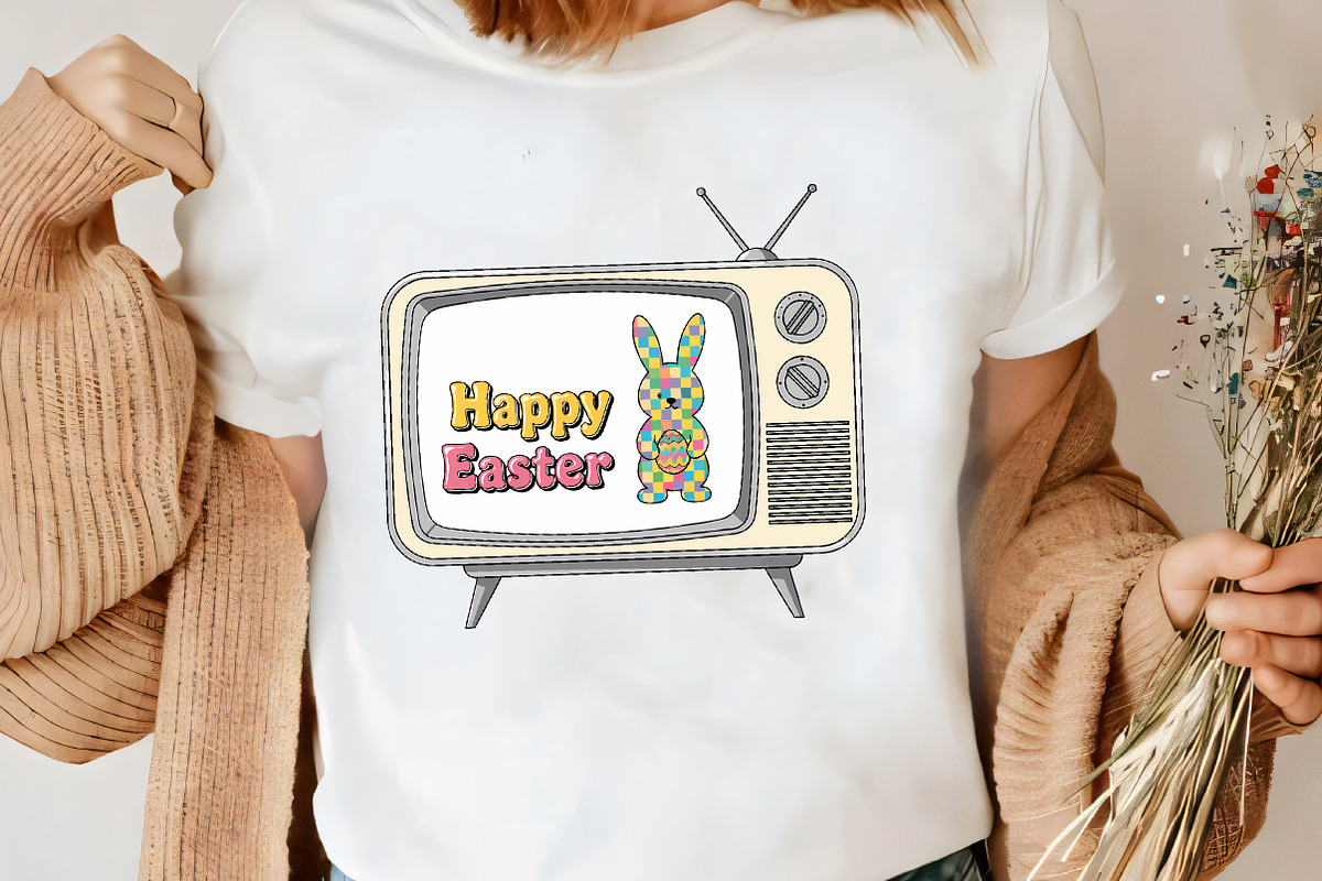 Retro TV Happy Easter Bunny Shirt SV, an Illustration by CrexoraLab (Photo 1 of 4)
