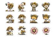 Whimsical safari sunflower clipart, an Illustration by SinaCreation (Thumbnail 2 of 11)