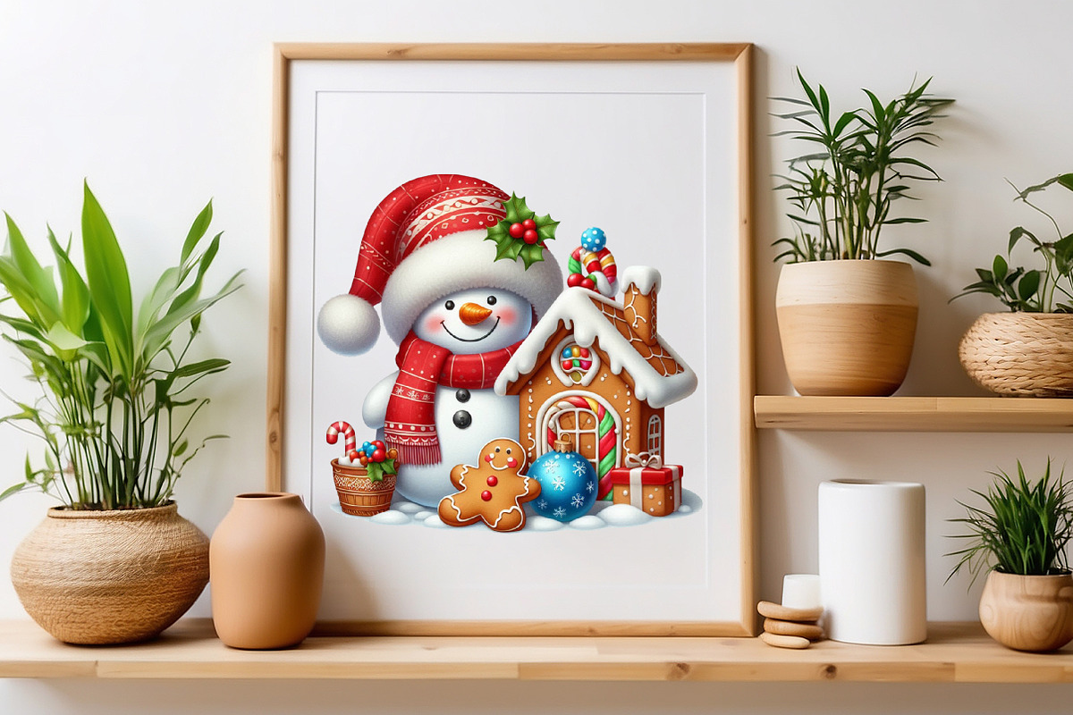 Christmas Funny Snowman Watercolor, a Seasonal Illustration by Craft Nest (Photo 4 of 5)