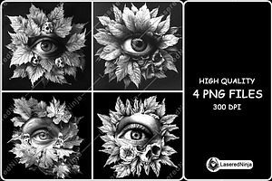 Eye Leaves Skulls Creepy Mysterious, a Background Graphic by LaseredNinja
