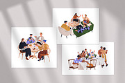 Friends gathering at dinner table, a Person Illustration by Good Studio (Thumbnail 14 of 14)