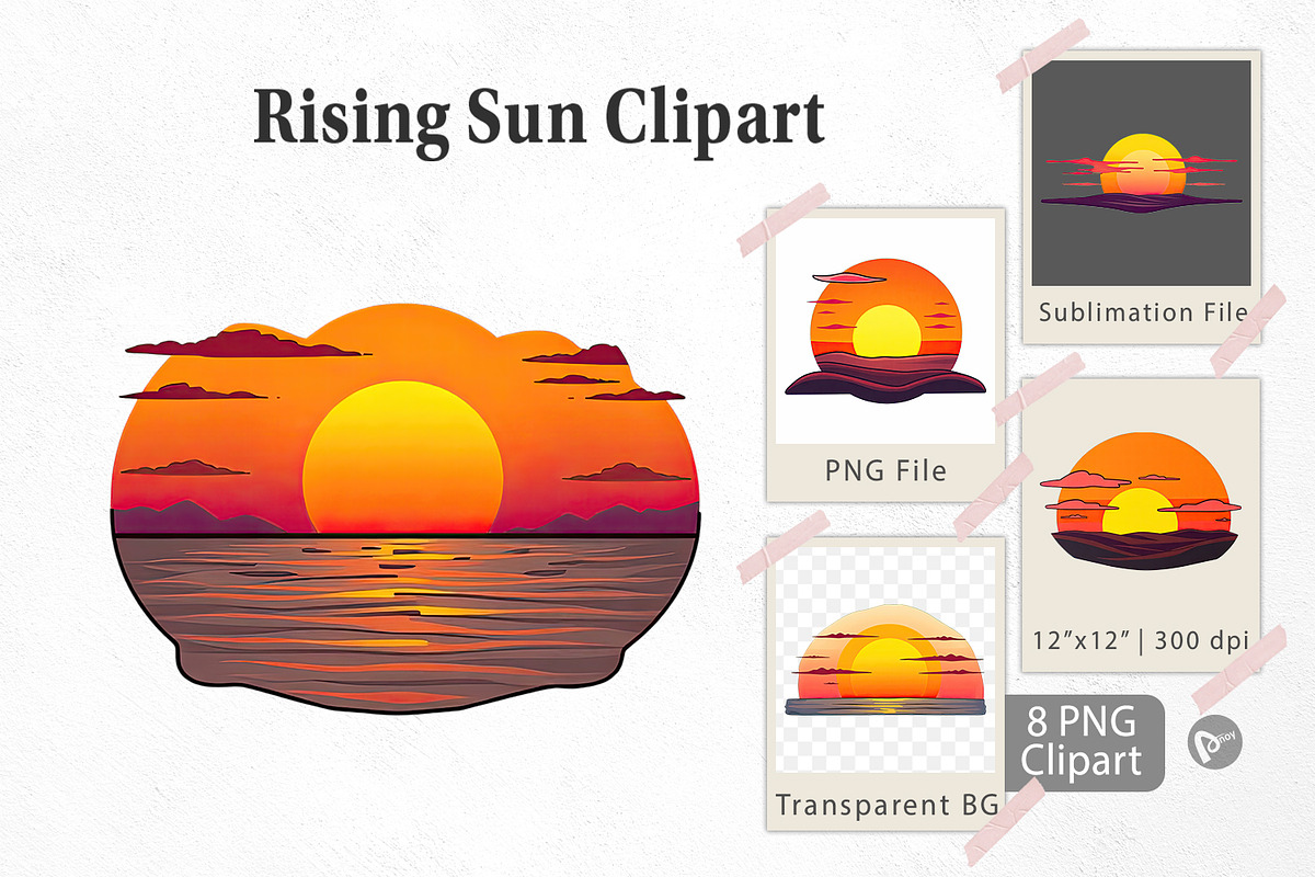 Rising Sun Clipart, a Graphic by Artnoy (Photo 1 of 5)